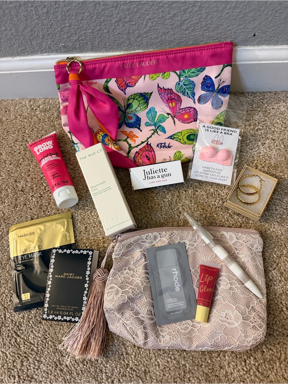 Estee Lauder R Toledo Limited Edition Pink Butterfly Zip Cosmetic Pouch Gift Set